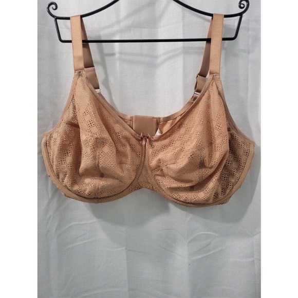 Glamorise Women's Cappuccino Lace Confort Wonder Wire Bra Size 44 G - Picture 4 of 8